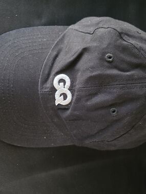 Black Cap with White Interlocking 'GQ' Embroidery